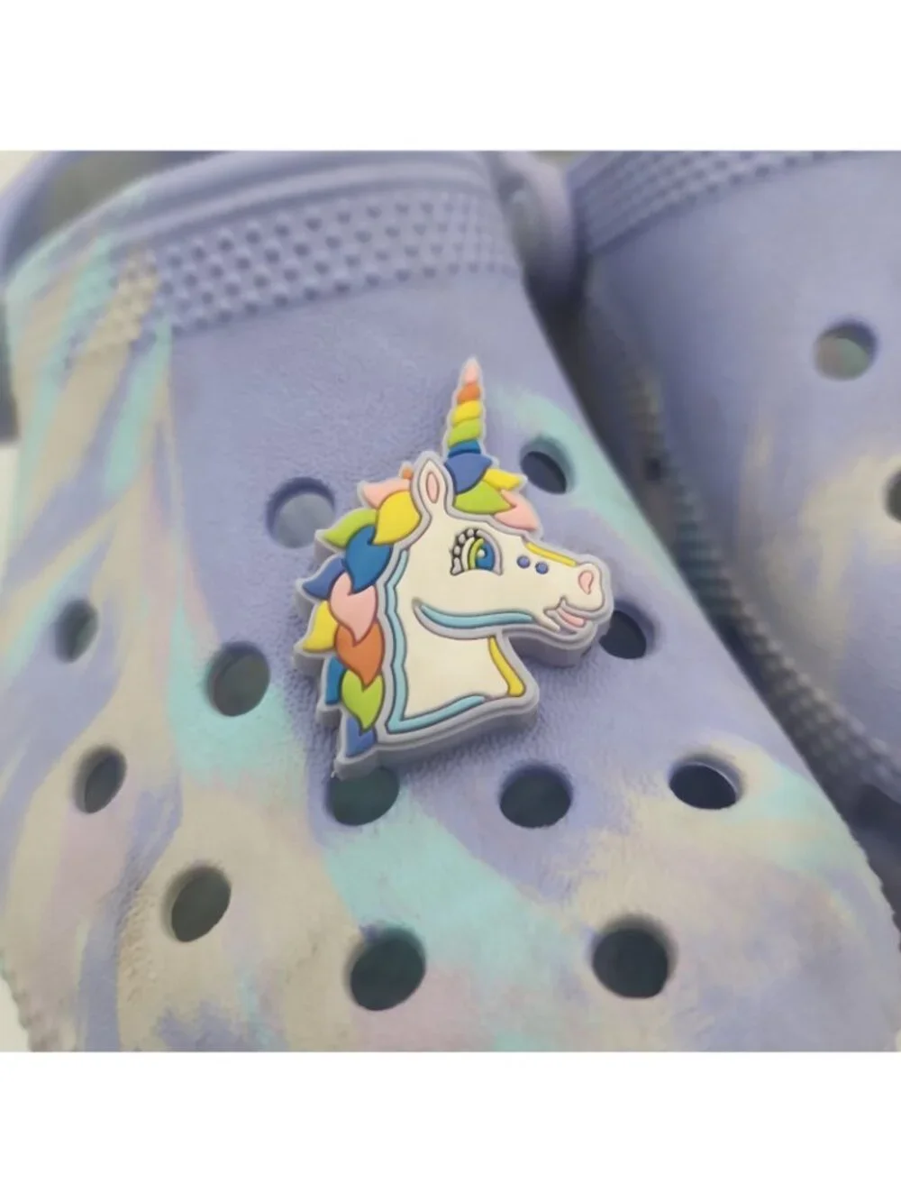 Crocs C11 Classic Marbled Tie-Dye Clog Purple Slip On Shoes Unicorn Cat Charms